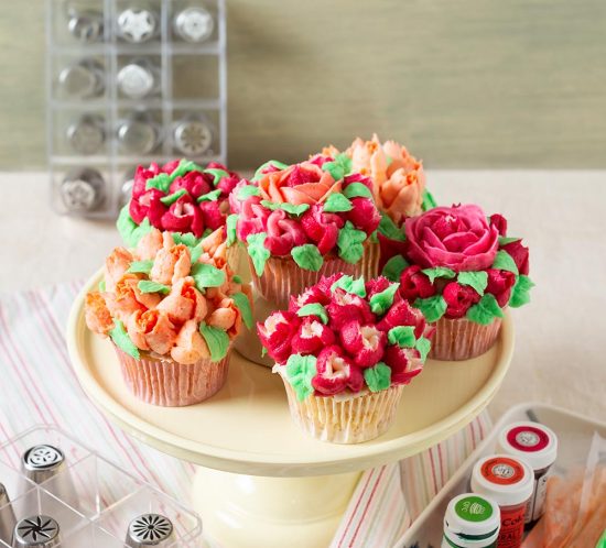 receta cupcakes flores