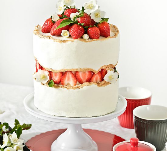 Receta tarta fault line de fresas para Mamá