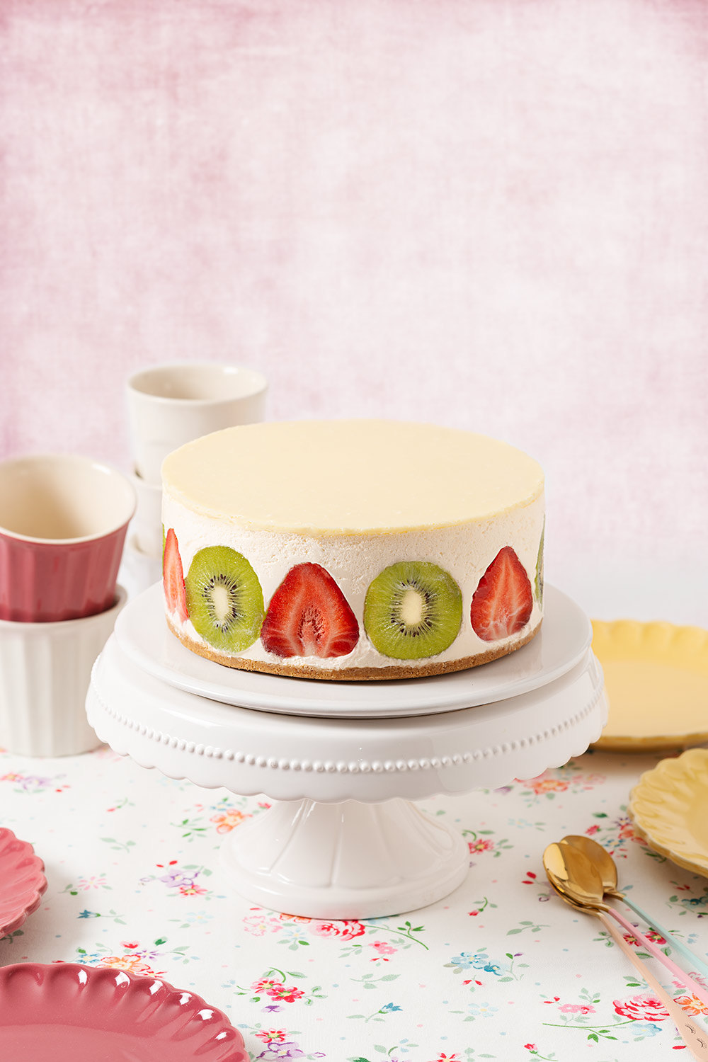 receta tarta mousse frutas