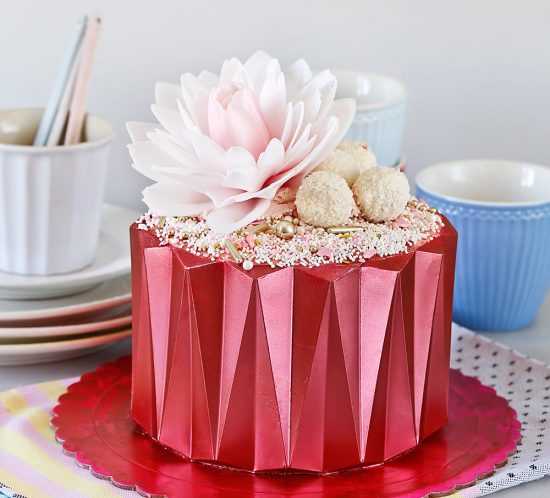 Receta tarta origami de fresa y chocolate