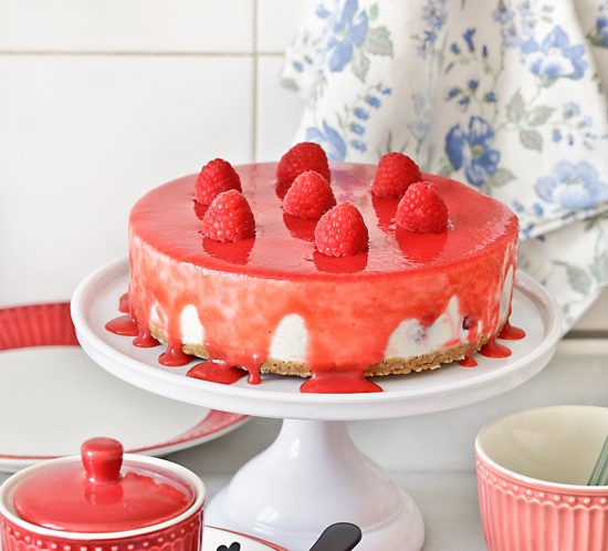 Receta tarta de yogur y frambuesas sin horno