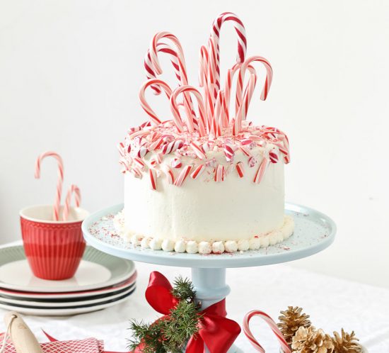 Receta layer cake con bastones de Navidad