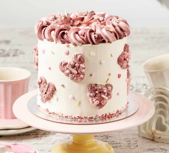 receta layer cake corazones