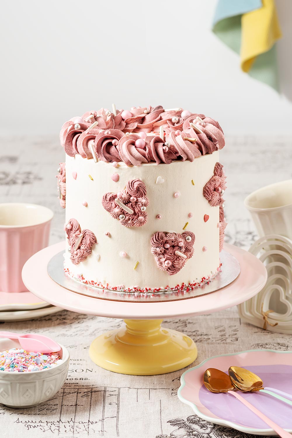 receta layer cake corazones