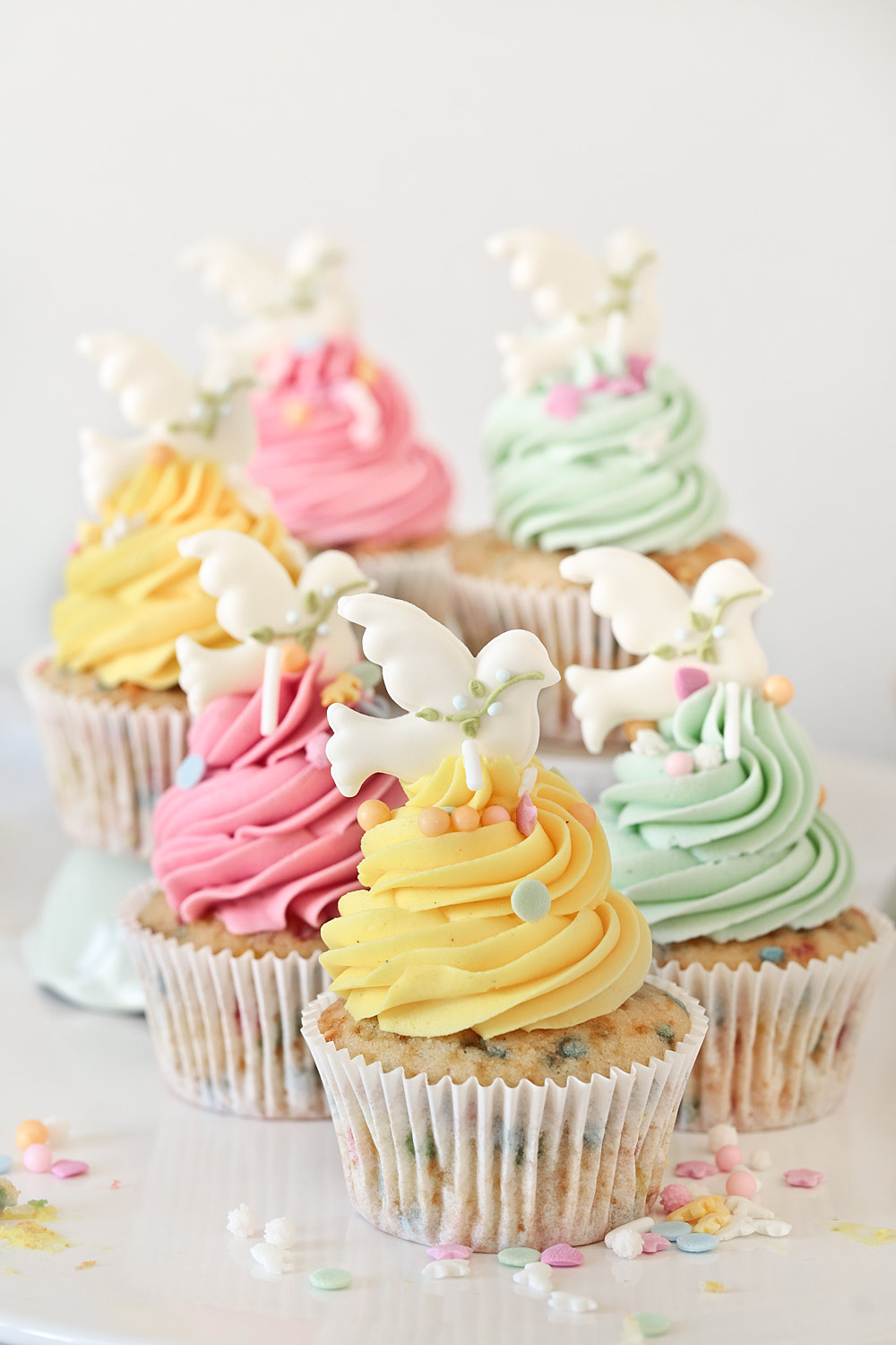 Receta cupcakes confeti para Comuniones