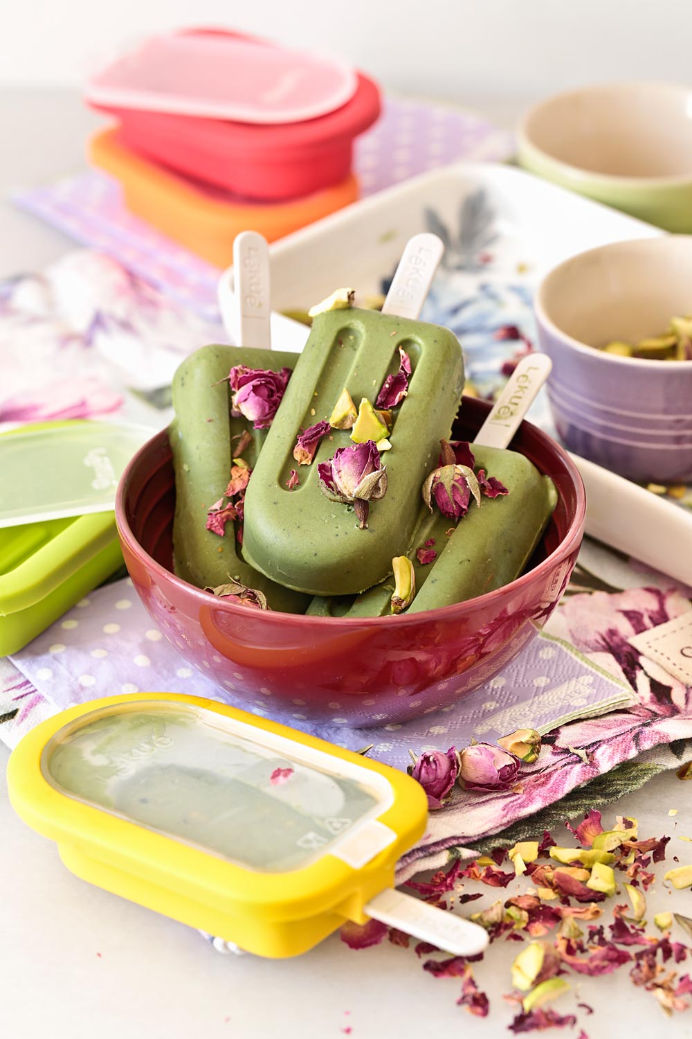 Receta polos de té matcha y pistachos