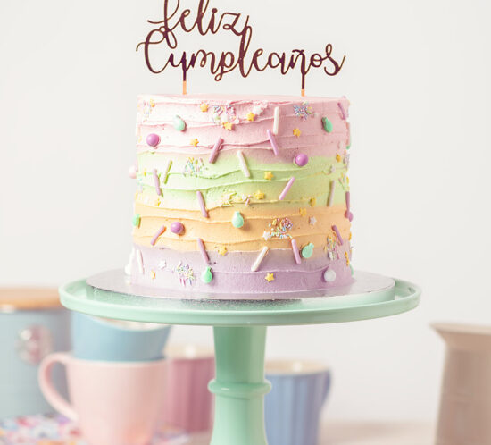 receta tarta cumple multicolor