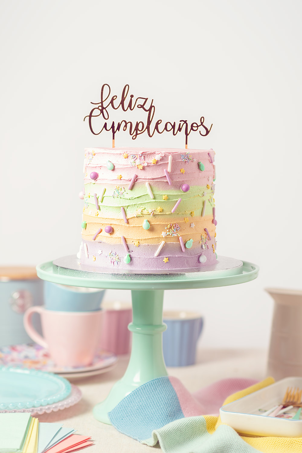 receta tarta cumple multicolor