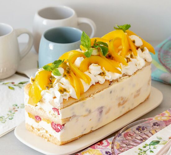 Receta tarta helada de mango y maracuyá