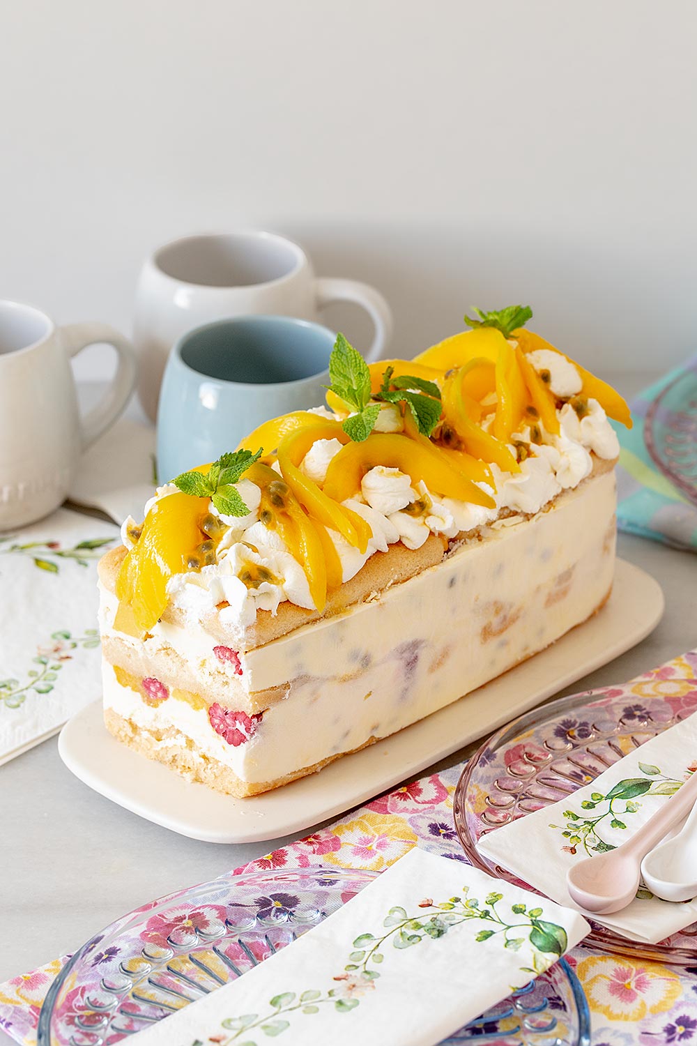 Receta tarta helada de mango y maracuyá