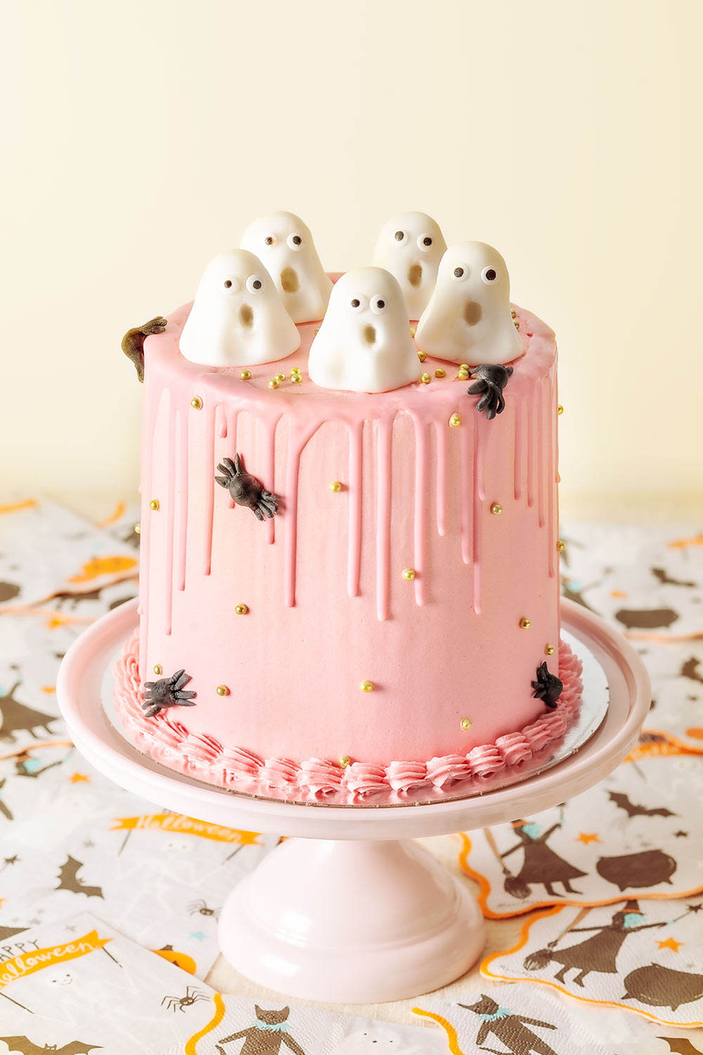 receta drip cake rosa halloween