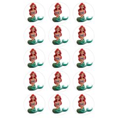 Papel de azúcar de la Princesa Ariel - 5 cm (15) - María Lunarillos
