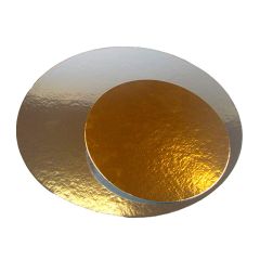 Platos redondos para tarta dorado y plateado 30 cm (3)