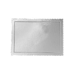 Bandeja rectangular ondulada plateada metalizada 30 x 25 cm