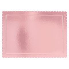 Bandeja rectangular ondulada rosa bebé metalizada 40 x 30 cm