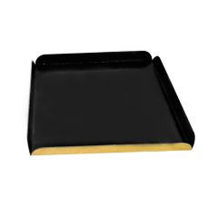 Base cuadrada negra y dorada con borde 24,8 x 24,8 cm