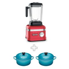 Batidora de vaso Licuadora Artisan Power Plus roja - 5KSB8270 - KitchenAid + REGALO 2 mini cocotte Caribe