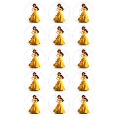 Papel de azúcar de la Princesa Bella - 5 cm (15) - María Lunarillos
