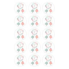 Papel de oblea - 15 círculos iguales de 5 cm Nombres boda - Impresión personalizada