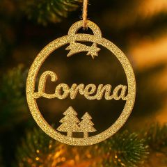 Bola personalizada para árbol de Navidad - Estrella fugaz y árboles