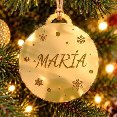 Bola personalizada grabada para árbol de Navidad - Copitos de nieve