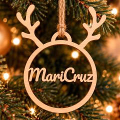 Bola personalizada para árbol de Navidad - Madera - Reno