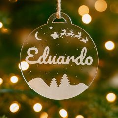 Bola personalizada grabada para árbol de Navidad - Paisaje nevado
