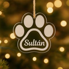 Bola personalizada grabada para árbol de Navidad - Huella de mascota