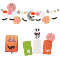 Guirnalda pompones, farolillos y figuras Halloween 2,1 m - Meri Meri + REGALO bolsas