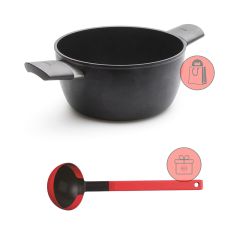 Cacerola antiadherente Saphir Eco Lite Inducción alta 20 cm - Aluminio fundido - Woll + REGALO cucharón