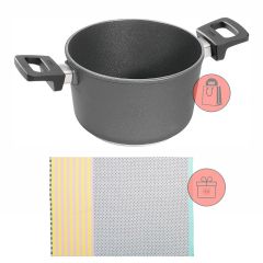 Cacerola antiadherente Titanium Nowo alta 28 cm - Aluminio fundido - Woll + REGALO paño