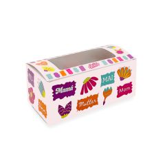 Caja para 2 cupcakes con ventana Día de la madre 17,5 x 9 x 7,5 cm - Pastry Colours