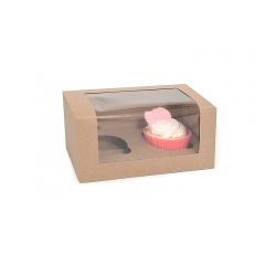 Caja 2 cupcakes kraft con ventana ECO-LINE 18,5 x 9,5 x 9 cm - House of Marie