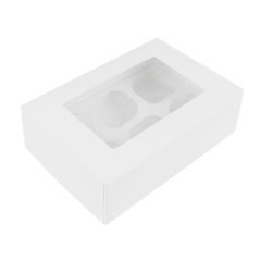 Caja 6 cupcakes blanca con ventana 24,3 x 16,5 x 7,3 cm