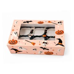 Caja para 6 cupcakes con ventana Boo Nude Halloween 24 x 16,5 x 7 cm