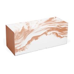 Caja blanca y bronce Borealis para tronco de Navidad 35 x 11 x 11 cm