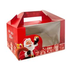 Caja con asa y ventana para dulces o galletas Picnic Papá Noel 22 x 12 x 14 cm