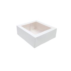 Caja para tarta blanca con ventana 20 x 20 x 9,5 cm
