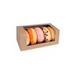 Caja para donuts kraft con ventana ECO-LINE 18,5 cm - House of Marie