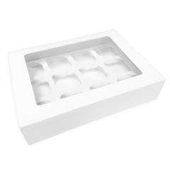 Caja para 12 cupcakes blanca con ventana 33 x 24 x 7,5 cm