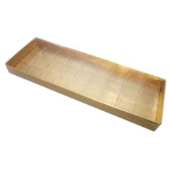 Caja para 27 bombones dorada con tapa y alveolos 36,5 cm