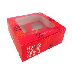 Caja para 4 cupcakes con ventana San Valentín 18 x 18 x 7,5 cm - Pastry Colours