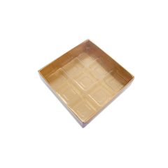 Caja para 9 bombones dorada con tapa y alveolos 12,5 cm