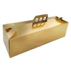 Caja para brazo de gitano y tronco de Navidad dorada metalizada 38 cm