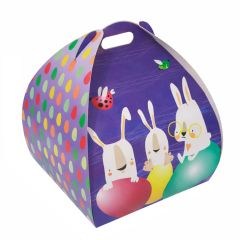 Caja para monas de Pascua morada conejitos 28 x 28 x 35 cm