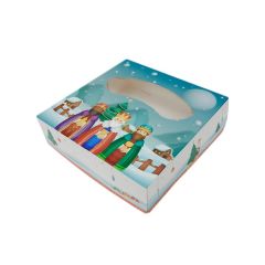 Caja para roscón de Reyes paisaje nevado 26 x 26 x 8 cm