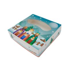 Caja para roscón de Reyes paisaje nevado 28 x 28 x 8 cm