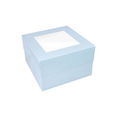 Caja para tarta azul bebé con ventana 20,3 x 20,3 x 15,2 cm