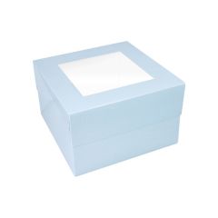 Caja para tarta azul bebé con ventana 25,4 x 25,4 x 15,2 cm