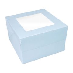 Caja para tarta azul bebé con ventana 35,5 x 35,5 x 15,2 cm